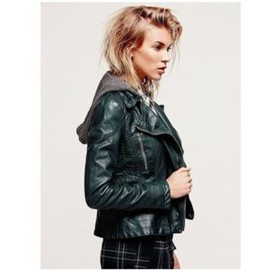 Free People Leather Jacket with Hood